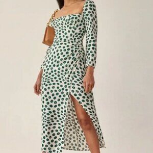 Reformation Hilda Polka Dot Long Sleeve Dress